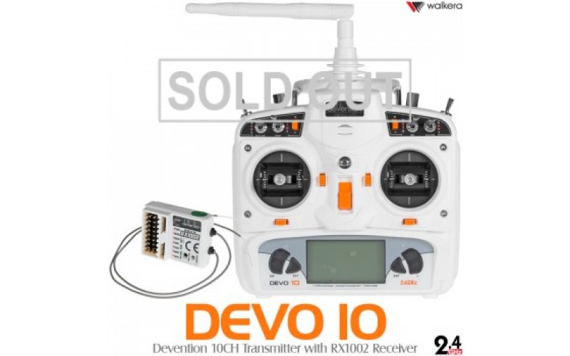 Walkera Devention DEVO 10 White Version (Full Range) 2.4GHz 10ch Telemetry RC Transmitter with RX1002  Mode 2